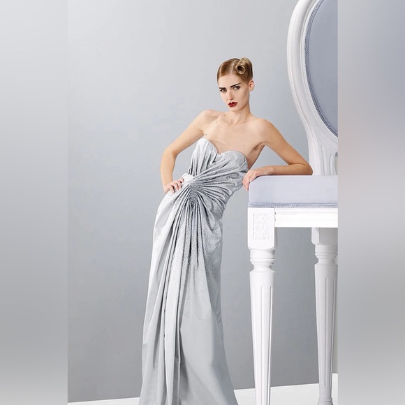 Christian Dior by John Galliano Resort 2008 Gray Embellished Draped Evening Gown - Picture 4 of 14